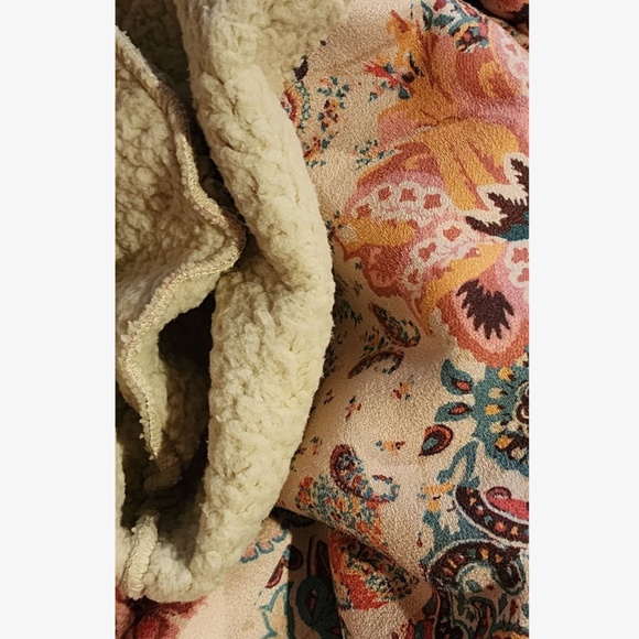 Cozy Floral Print Teddy Lined Pockets jacket Coat - Picture 9 of 10